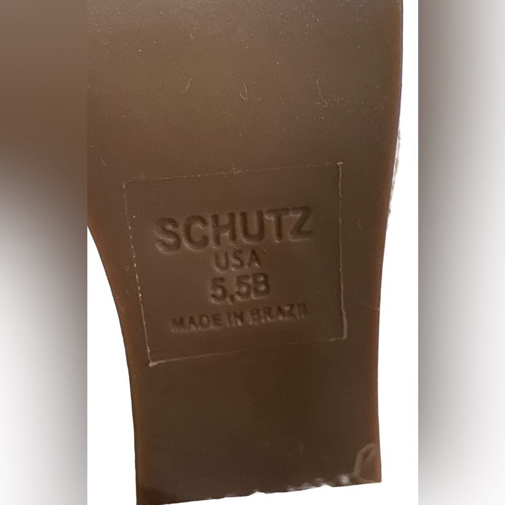 Schutz Womens Leather Platform Mules Heels Honey Beige Size 5.5B Dandara - Picture 8 of 10